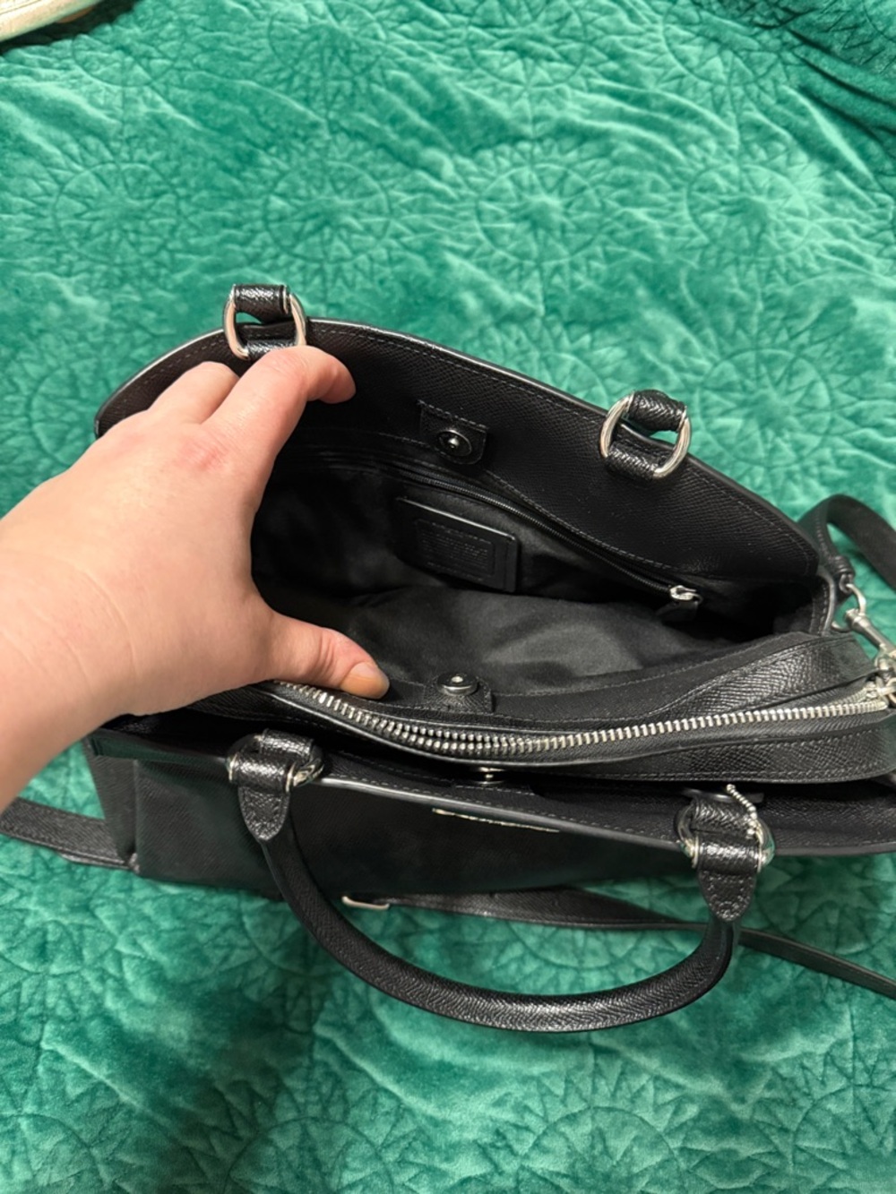 Coach Black Leather Dome Satchel with Removable Crossbody Strap - Picture 4 of 7